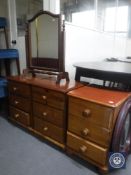 Three pine bedside chests,