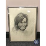 Donald James White : Sheena Campbell Town, charcoal, 36 cm x 47 cm, framed.