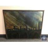 Donald James White : Via Byker, oil on canvas, 100 cm x 80 cm, framed.