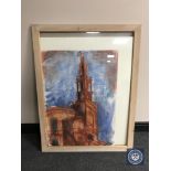 Donald James White : All Saints Newcastle, watercolour, 59 cm x 83 cm, framed.