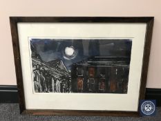 Donald James White : Gateshead Station, monotype, 51 cm x 30 cm, framed.