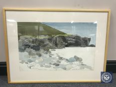 Donald James White : Tangy Beach, Kintyre, watercolour, 54 cm x 34 cm, framed.