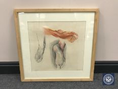 Donald James White : Sandy Shoe, pencil and colour chalk, 40 cm x 37 cm, framed.