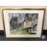 Donald James White : Carcassoue, watercolour, 46 cm x 37 cm, framed.