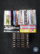 A box of DVD's and DVD box sets including Inspector Morse, Cracker,