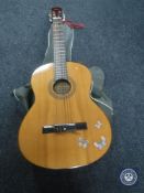 An Angelica acoustic guitar in carry bag