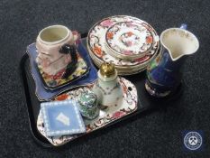 A tray of eleven Masons Mandalay tea and dinner plates, Crown Devon Fieldings lustre jug,