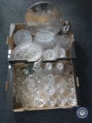 Two boxes of assorted glass ware - decanter,