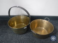 Two brass jam pans