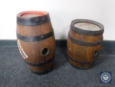 Two small oak coopered barrels