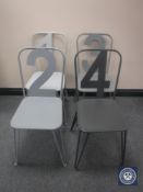 Four metal French style cafe chairs,