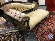 A Victorian carved beech chaise longue,