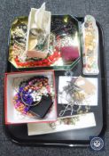 A tray of a quantity of costume jewellery