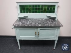 A painted Victorian marble topped and tiled back wash stand
