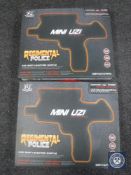 Two boxed Regimental Police mini uzi electric guns