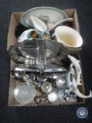 Two boxes of Richmond china tea and dinner plates, Beswick vase, Wedgwood leaf plate,