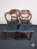 Four Victorian balloon back chairs