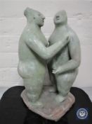 A British modernist school pottery sculpture of two figures,