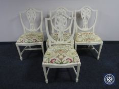 Four painted Hepplewhite style dining chairs