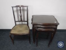 A late Victorian bedroom chair and a nest of tables
