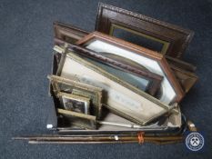 A box of Edwardian and later framed prints,