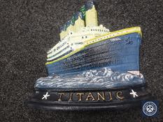 A cast metal "Titanic" door stop