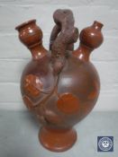 A Portuguese terracotta vase, height 36 cm.