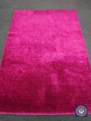 A hand knotted polyester shaggy purple rug, 160 cm x 230 cm,