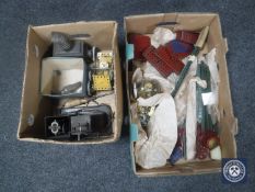 Two boxes of vintage Meccano and a part projector