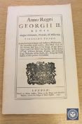 A George II Act of Parliament dated 1748 relating to the Summer Assizes in Buckingham and the