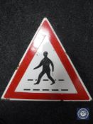 A 20th century triangular enamelled crossing sign