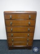 A 20th century oak six drawer chest