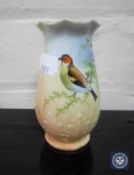 A Locke & Co. Worcester blush ivory vase with bird and flower decoration, height 10.