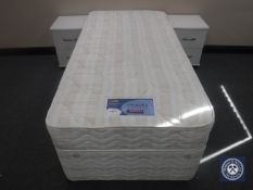 A Silentnight Miracoil 3' storage divan and mattress and a pair of bedside chests