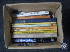 A box of ten volumes relating to cars and car manuals including Ford Sierra, Ford Fiesta,