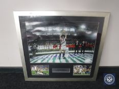 A framed 2003 English Rugby Cup montage signed by Martin Johnson