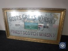 A gilt framed pub advertising mirror "Scots Grey's Whisky"