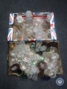 Two boxes of assorted glass ware : decanters,