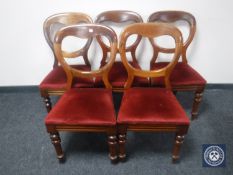 Five Victorian balloon back chairs