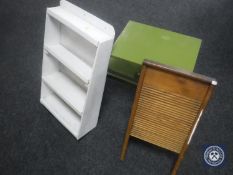 A set of painted shelves,