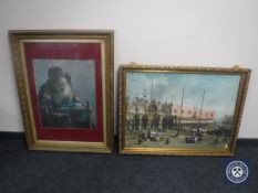 Two large gilt framed prints,