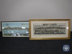 Two topographical framed prints - London in 1616 and Venice