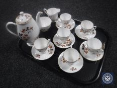 A tray of a fifteen piece English bone china coffee set