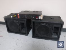 An MDJ1 100 watt power amplifier together with a pair of PA speakers