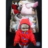 Three boxes of mid 20th century and later dolls