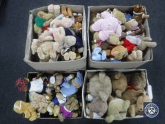 Four boxes containing assorted teddy bears