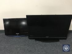 A Toshiba 32" LCD TV with remote together with a Samsung 23" LCD TV with remote (no table stand)