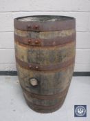 An antique oak coopered barrel