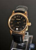 A gent's gold-plated automatic centre seconds calendar wristwatch, signed Montblanc, Meisterstuck,