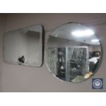 Two early 20th century frameless mirrors